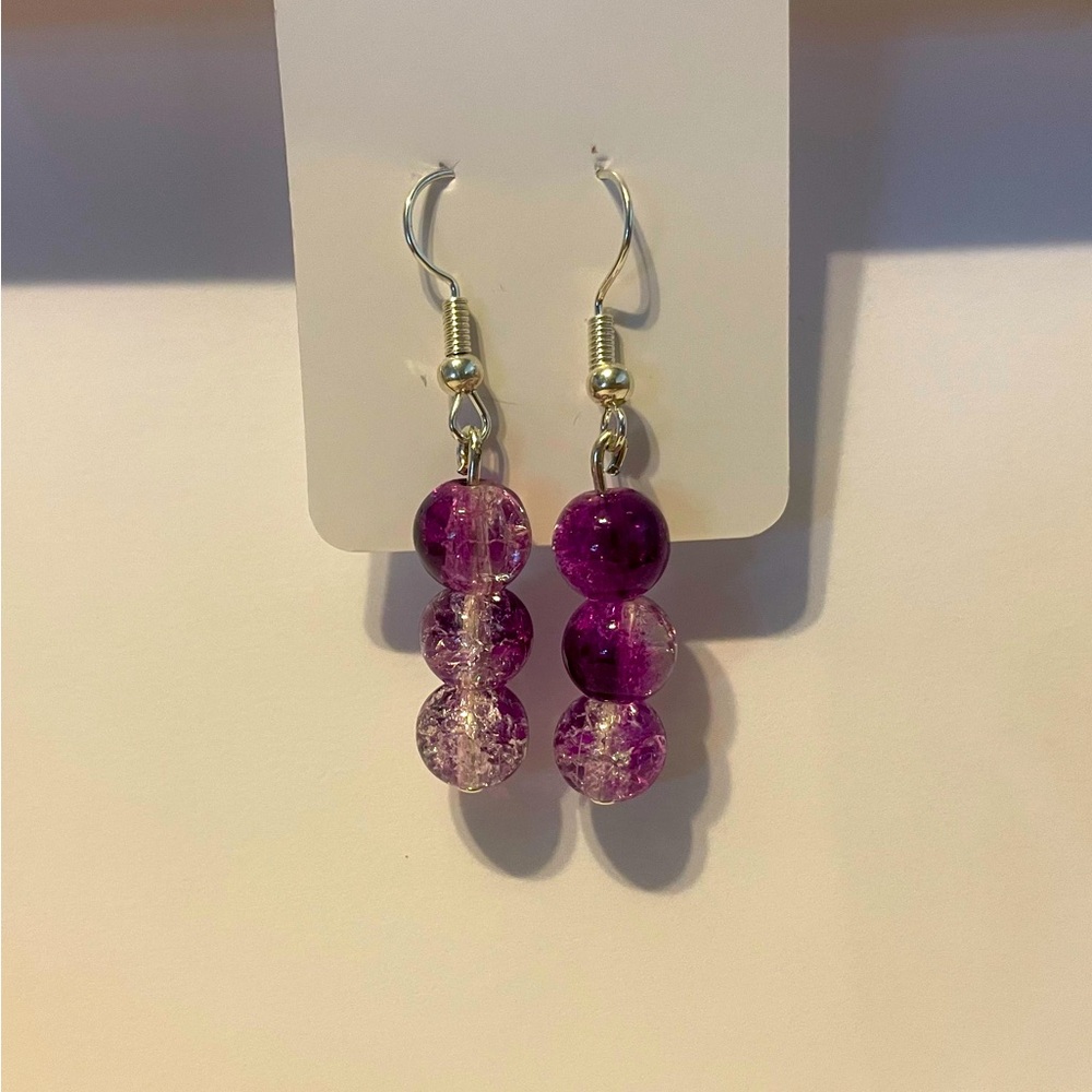 Purple glass earrings